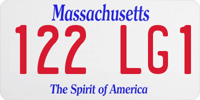 MA license plate 122LG1