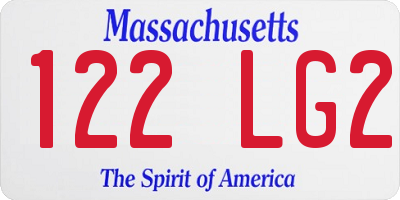 MA license plate 122LG2
