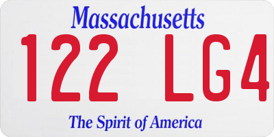MA license plate 122LG4