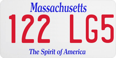 MA license plate 122LG5