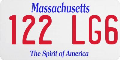 MA license plate 122LG6
