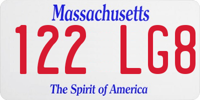 MA license plate 122LG8