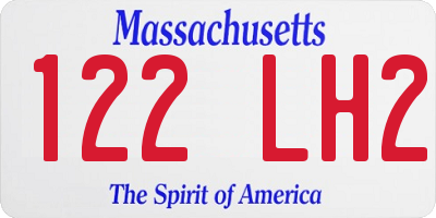 MA license plate 122LH2