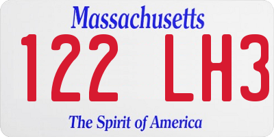 MA license plate 122LH3