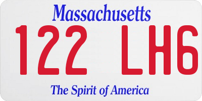 MA license plate 122LH6