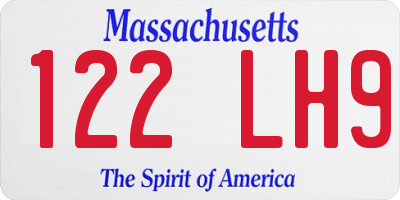 MA license plate 122LH9