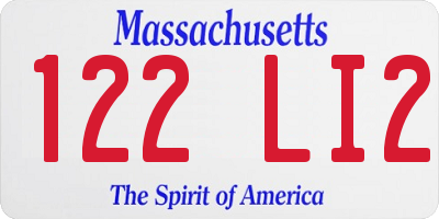MA license plate 122LI2