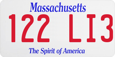 MA license plate 122LI3