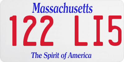 MA license plate 122LI5