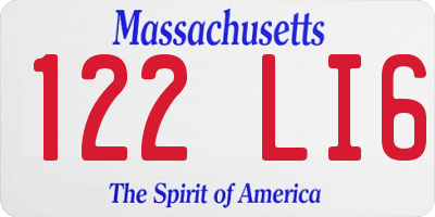 MA license plate 122LI6