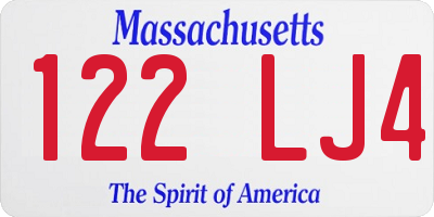 MA license plate 122LJ4