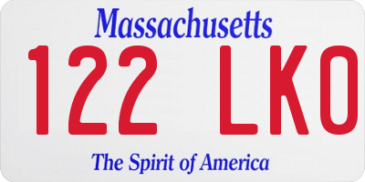 MA license plate 122LK0
