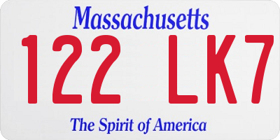 MA license plate 122LK7