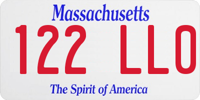 MA license plate 122LL0
