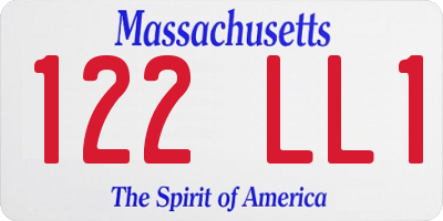 MA license plate 122LL1