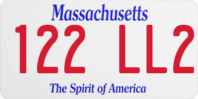 MA license plate 122LL2