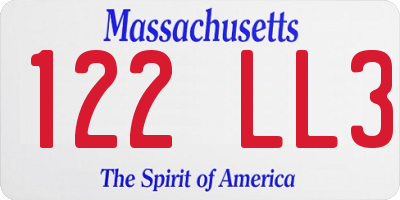 MA license plate 122LL3