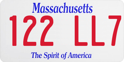 MA license plate 122LL7