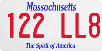MA license plate 122LL8