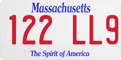 MA license plate 122LL9