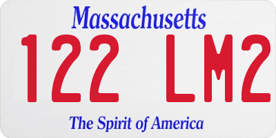 MA license plate 122LM2