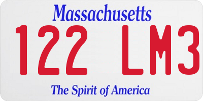 MA license plate 122LM3