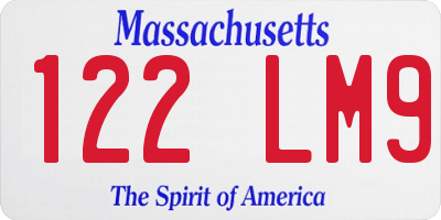MA license plate 122LM9