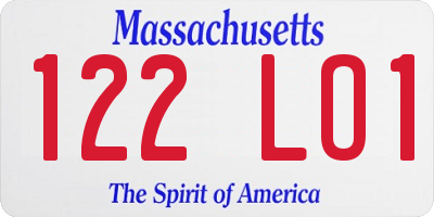 MA license plate 122LO1
