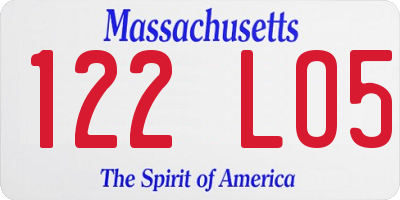 MA license plate 122LO5