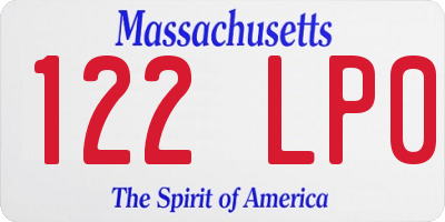 MA license plate 122LP0