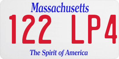 MA license plate 122LP4