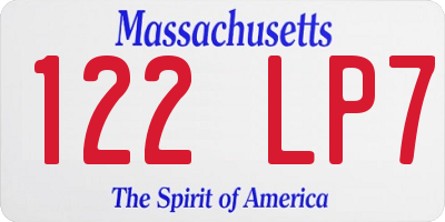 MA license plate 122LP7