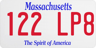 MA license plate 122LP8