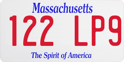 MA license plate 122LP9