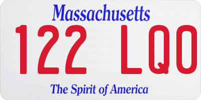 MA license plate 122LQ0