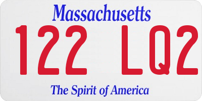 MA license plate 122LQ2