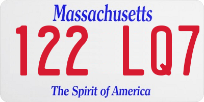 MA license plate 122LQ7