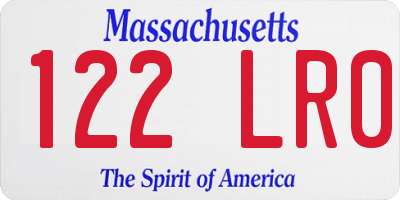 MA license plate 122LR0