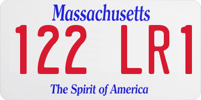MA license plate 122LR1