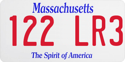 MA license plate 122LR3