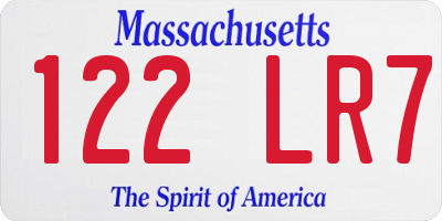 MA license plate 122LR7
