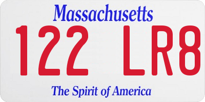 MA license plate 122LR8