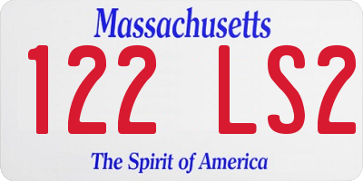 MA license plate 122LS2