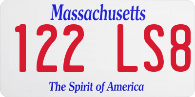 MA license plate 122LS8
