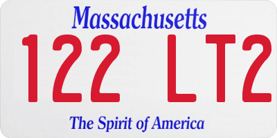 MA license plate 122LT2