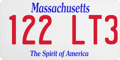 MA license plate 122LT3