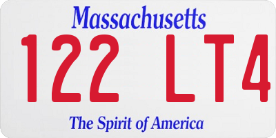 MA license plate 122LT4