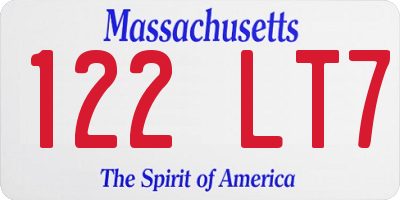 MA license plate 122LT7