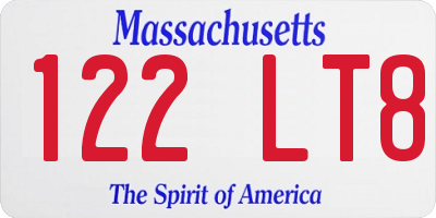 MA license plate 122LT8