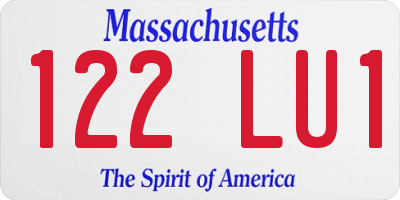 MA license plate 122LU1